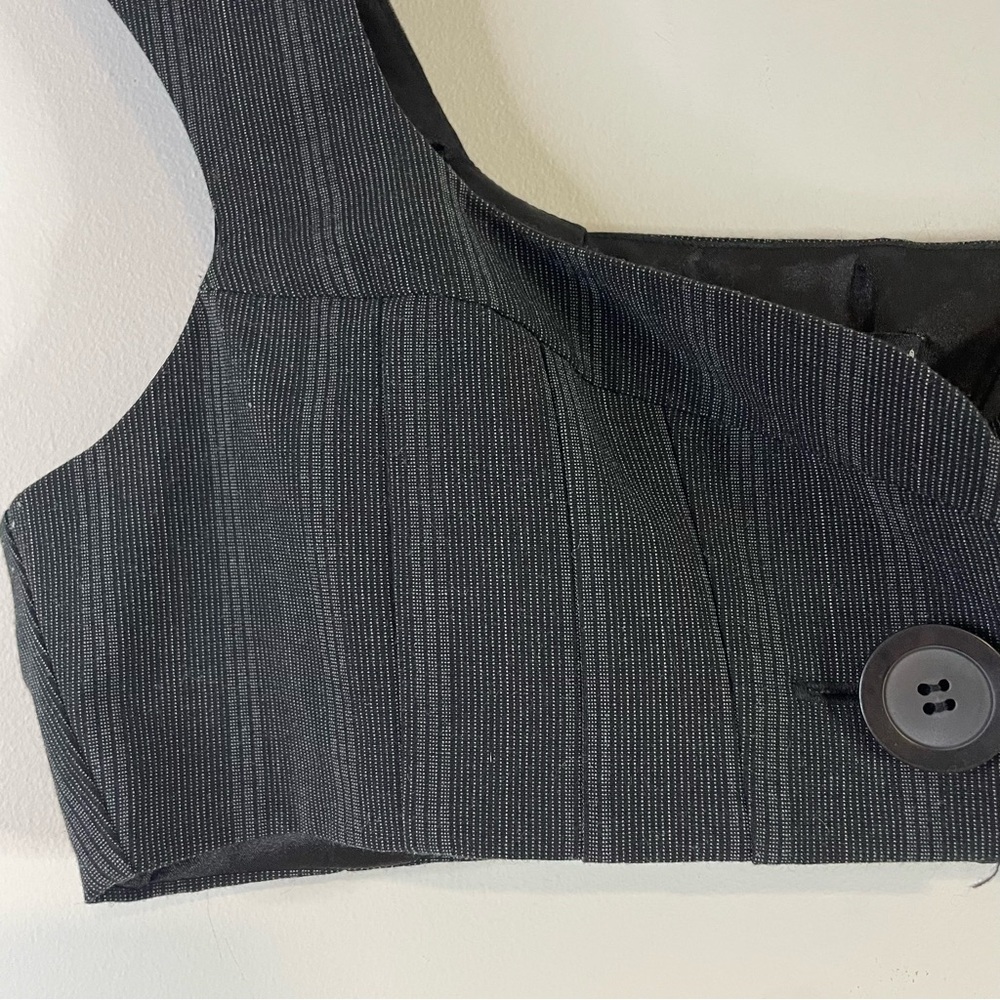 Y2K Guess Bra Top Med Black Club Office Siren Pinstripe Acubi Contemporary Glam - Picture 4 of 14